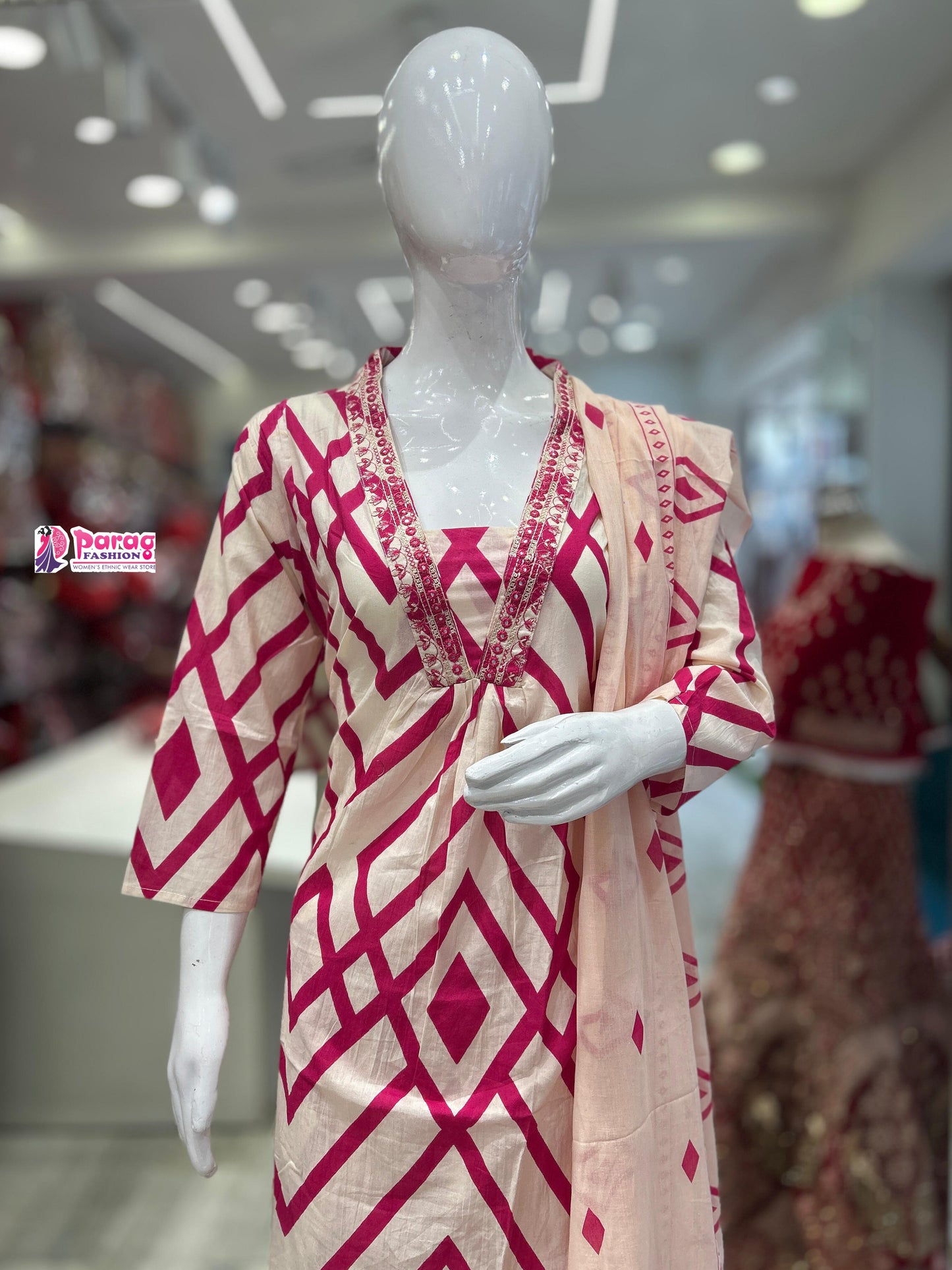 cotton A-line kurti-plazo set