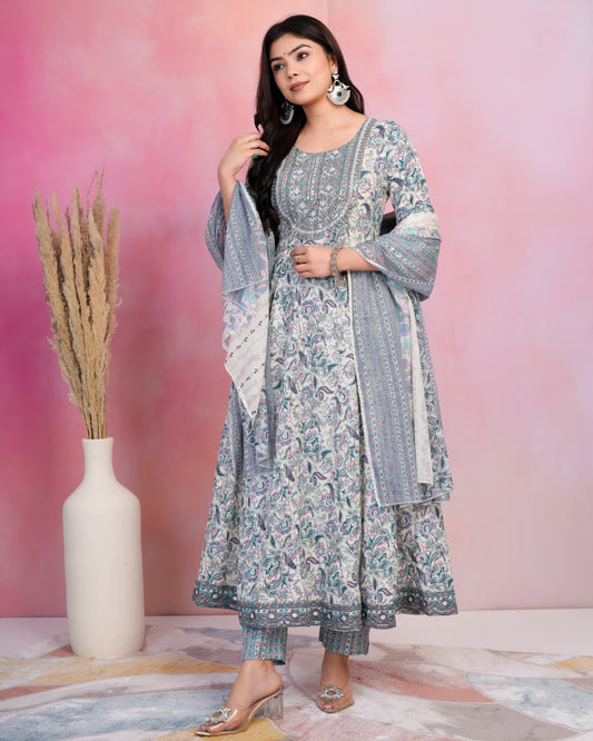 Cotton Anarkali Kurti Suit Set
