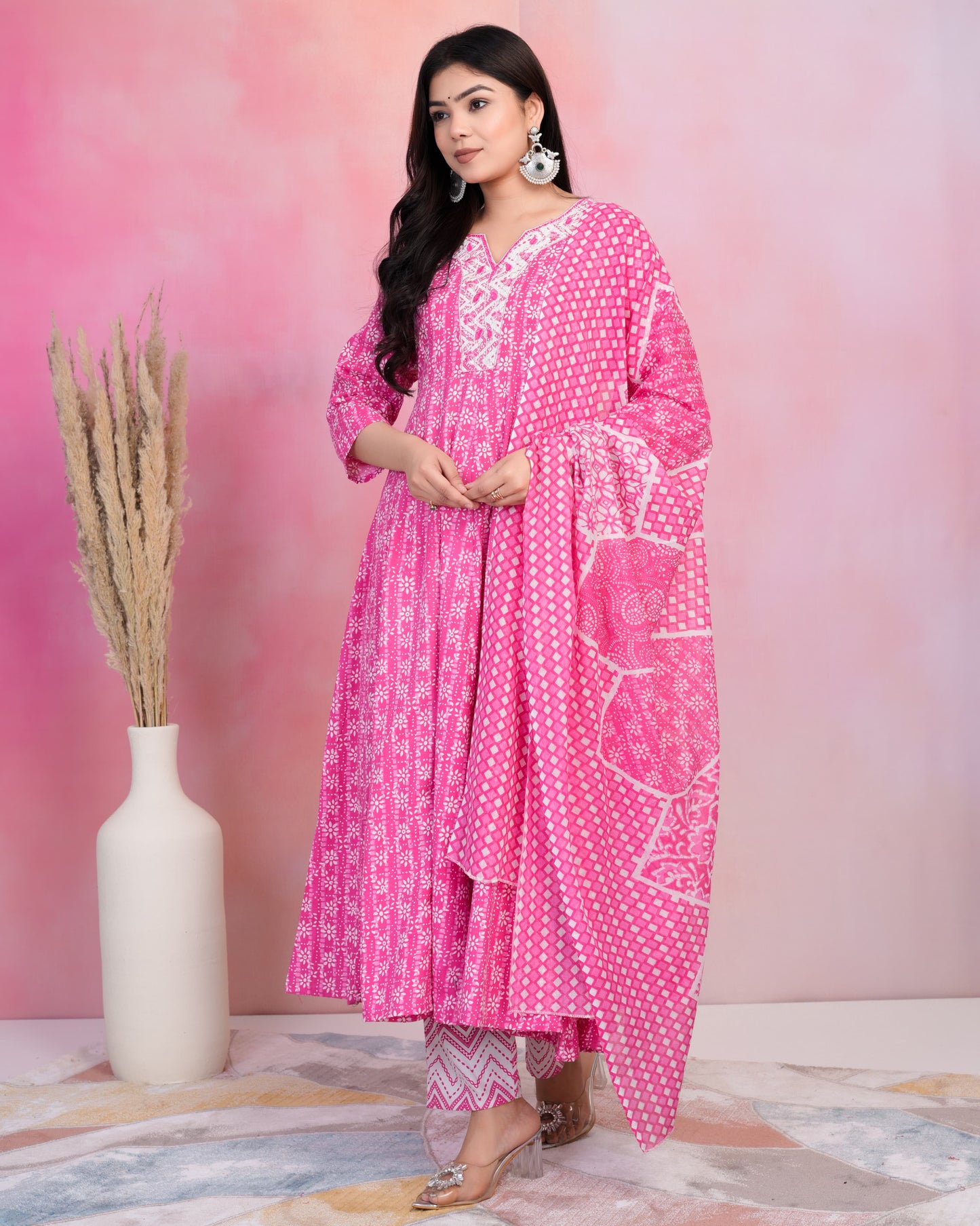 Cotton Anarkali Kurti Suit Set
