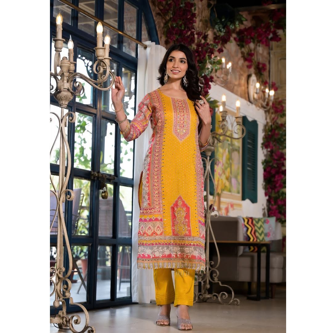Dazzle at any party with our Organza Kurti Suit Set
