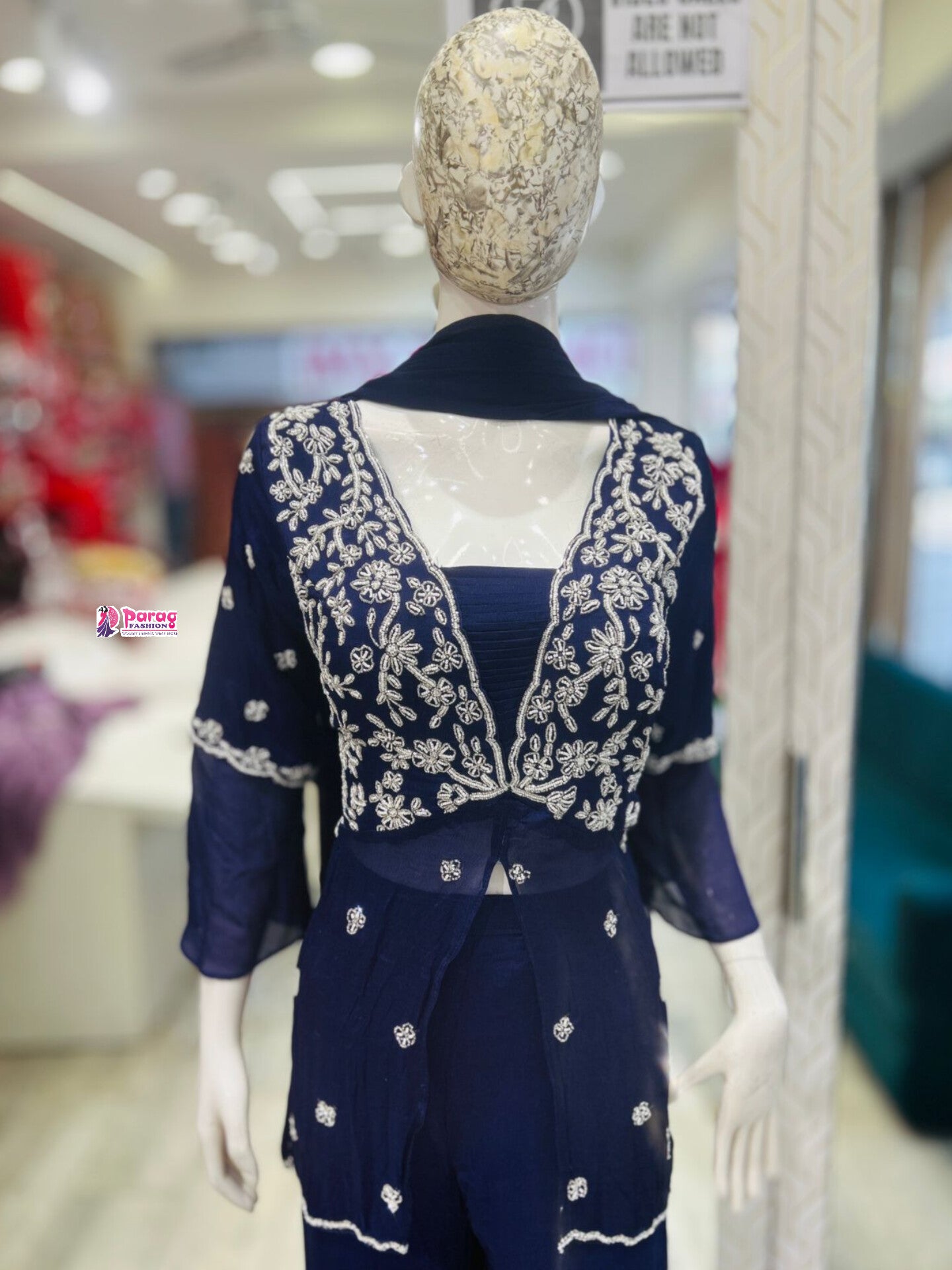 Chinon Fabric Peplum Kurti & Plazo Set