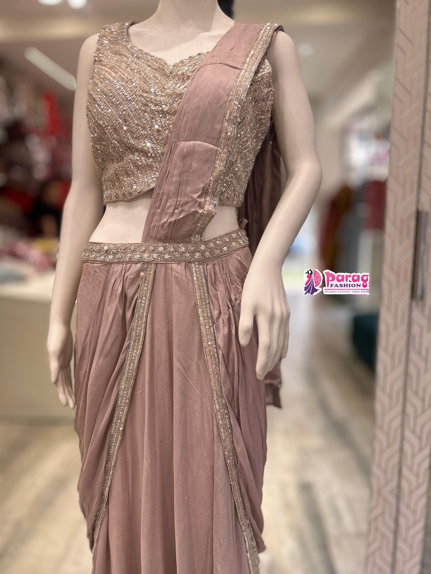 Chinon Fabric Crop Top & Skirt Set