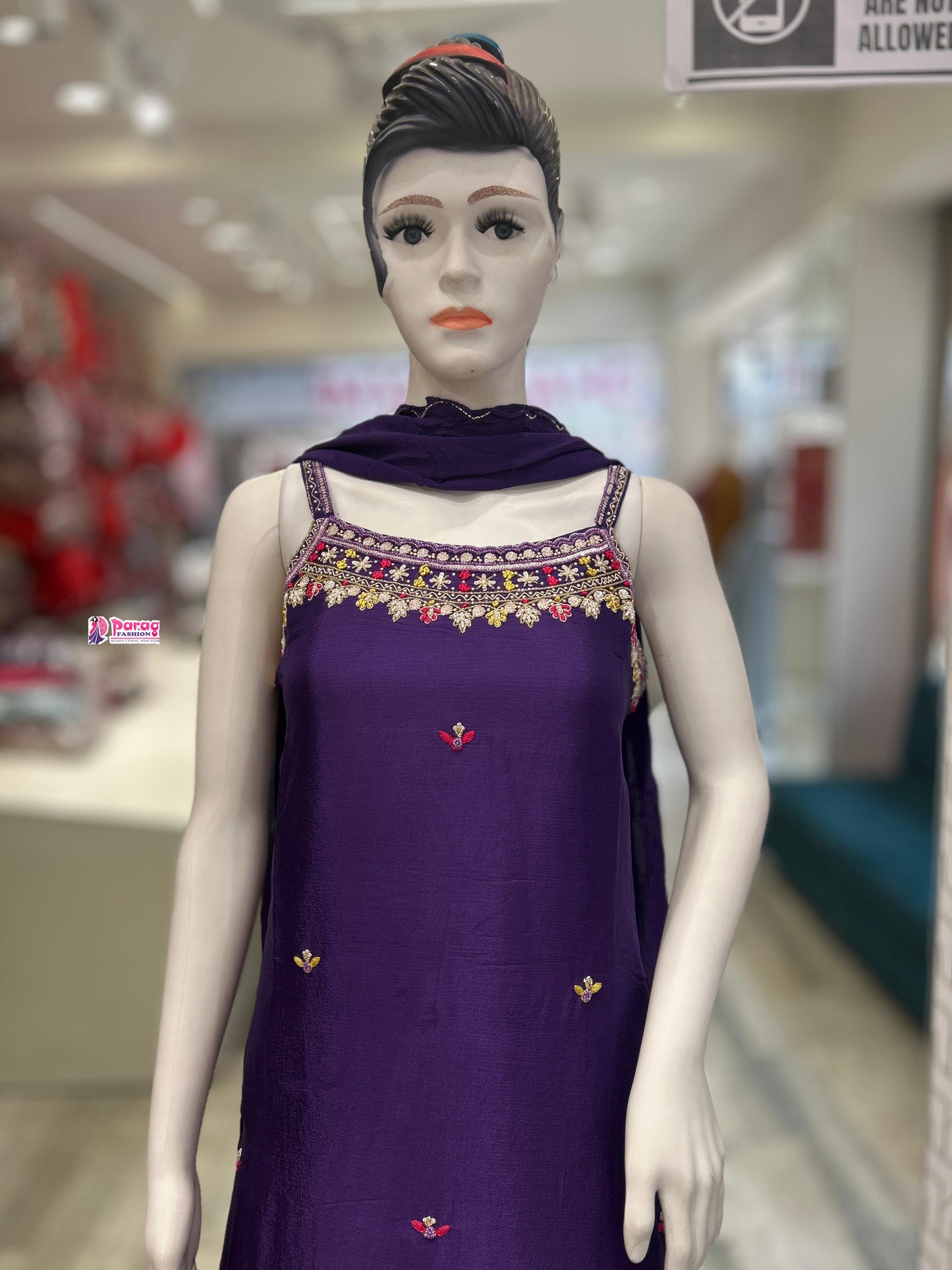 Chinon Fabric Short Kurti & Sharara Set