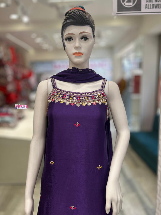 Chinon Fabric Short Kurti & Sharara Set