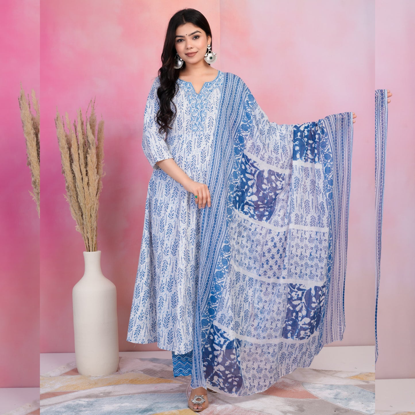 Cotton Anarkali Kurti Suit Set