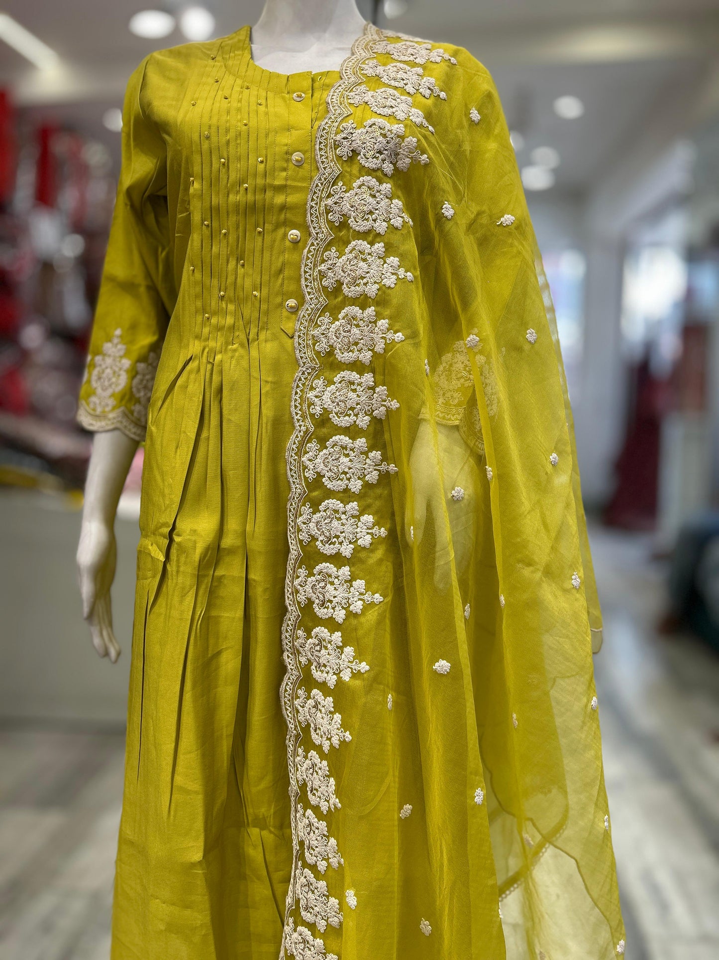 Mustard Platted 3pc Suit