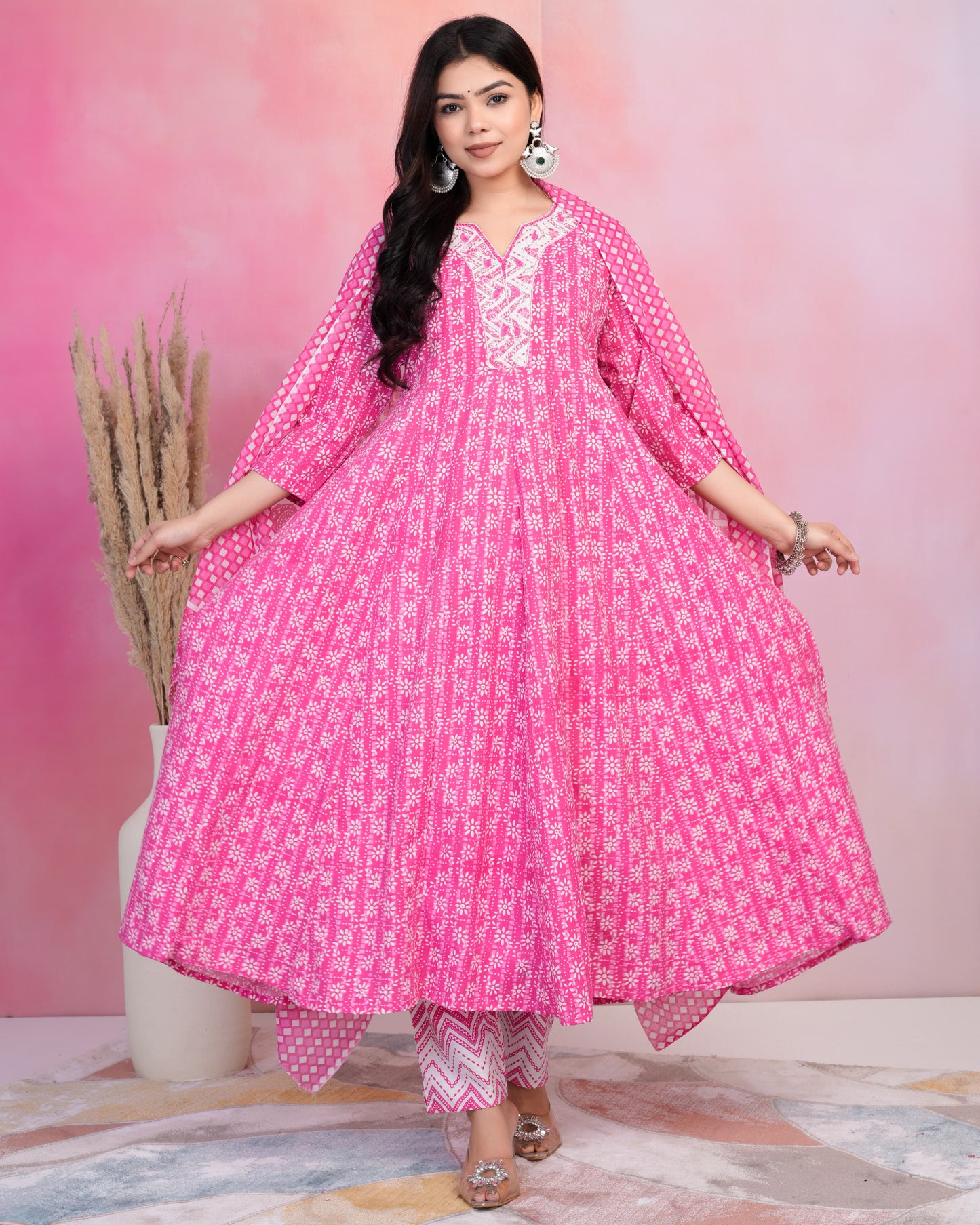 Cotton Anarkali Kurti Suit Set