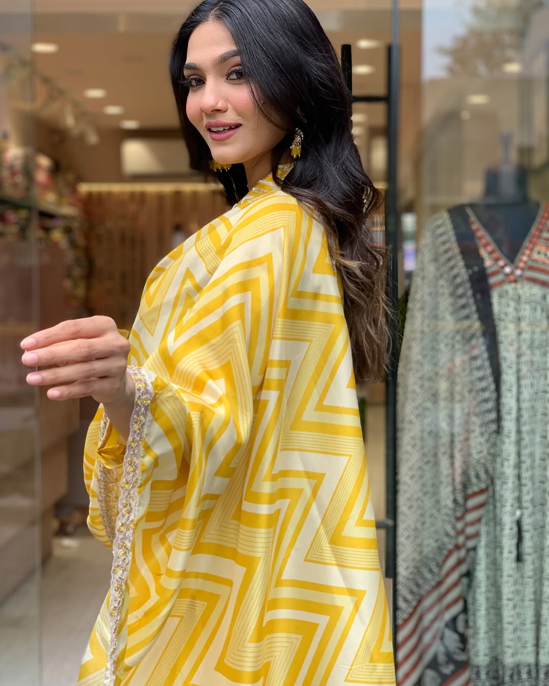 Silk fabric v Neck Kurti Suit Set