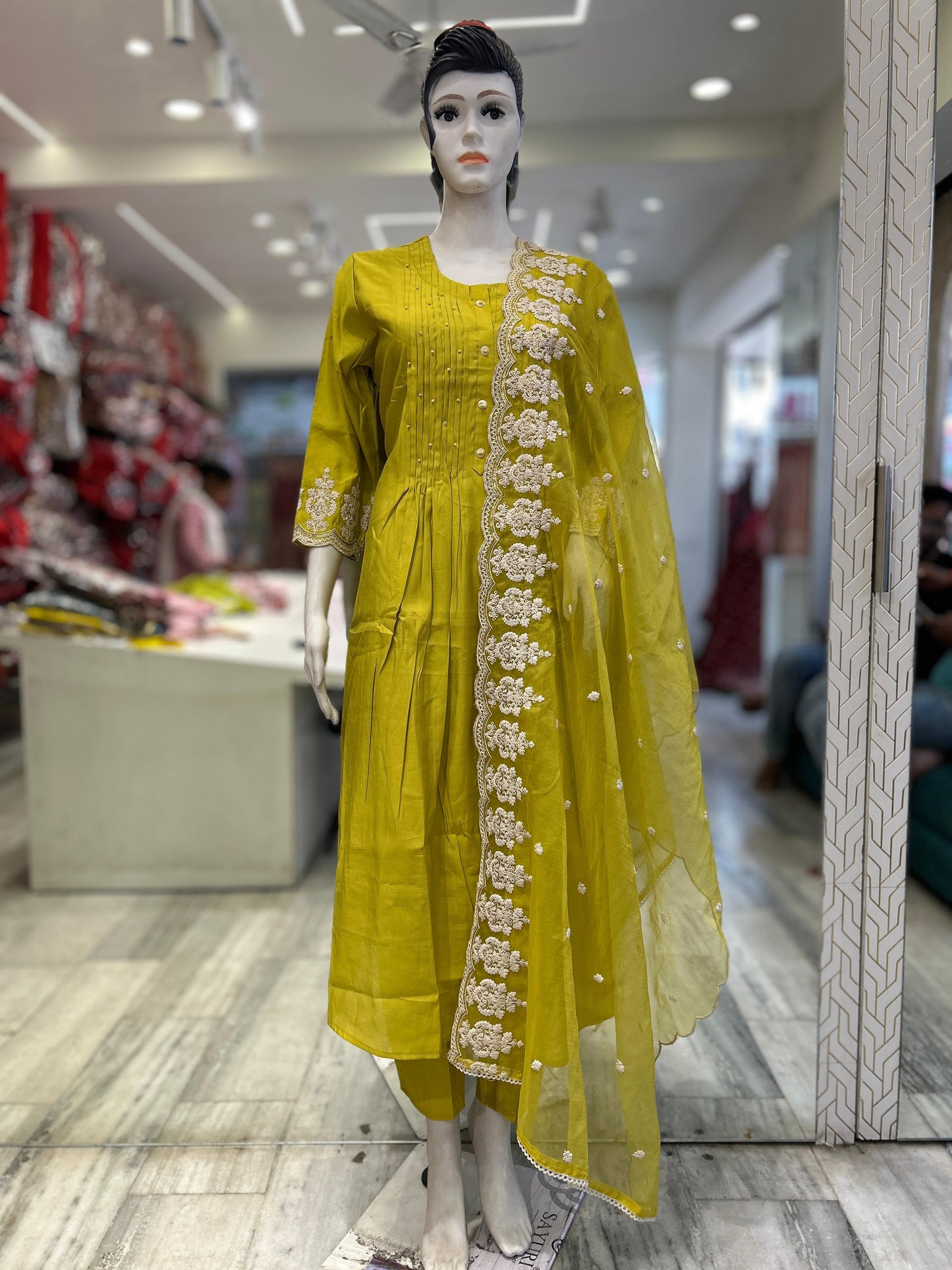 Mustard Platted 3pc Suit