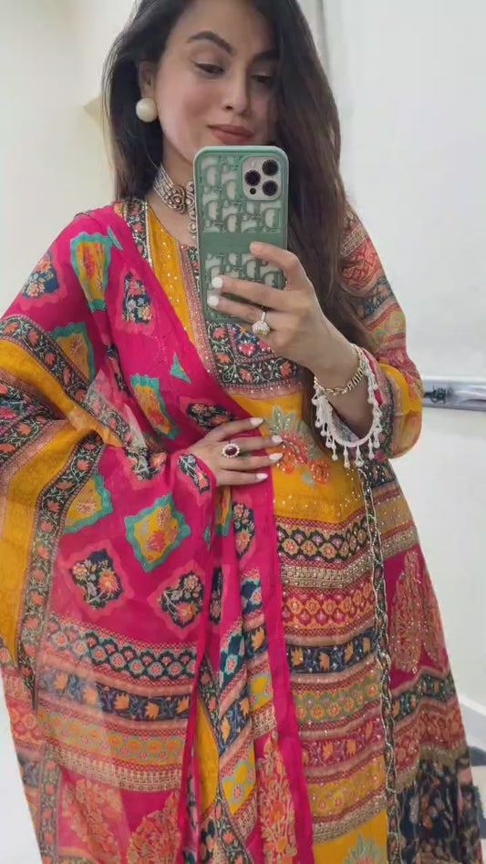 Chinon Fabric Kurti Suit Set