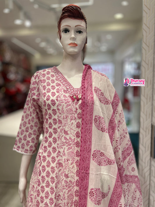 Cotton Anarkali Kurti Suit Set