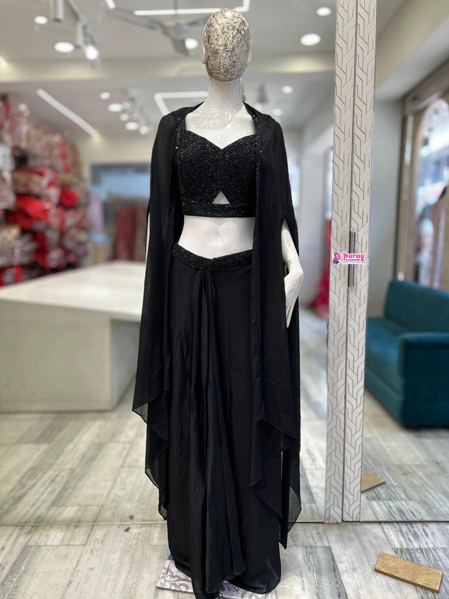 This Chinon crop top skirt set