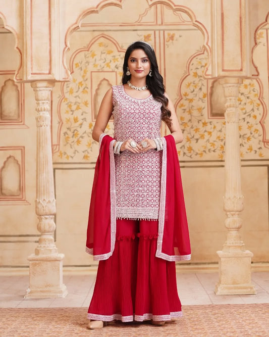 Georgette Kurti Sharara Set