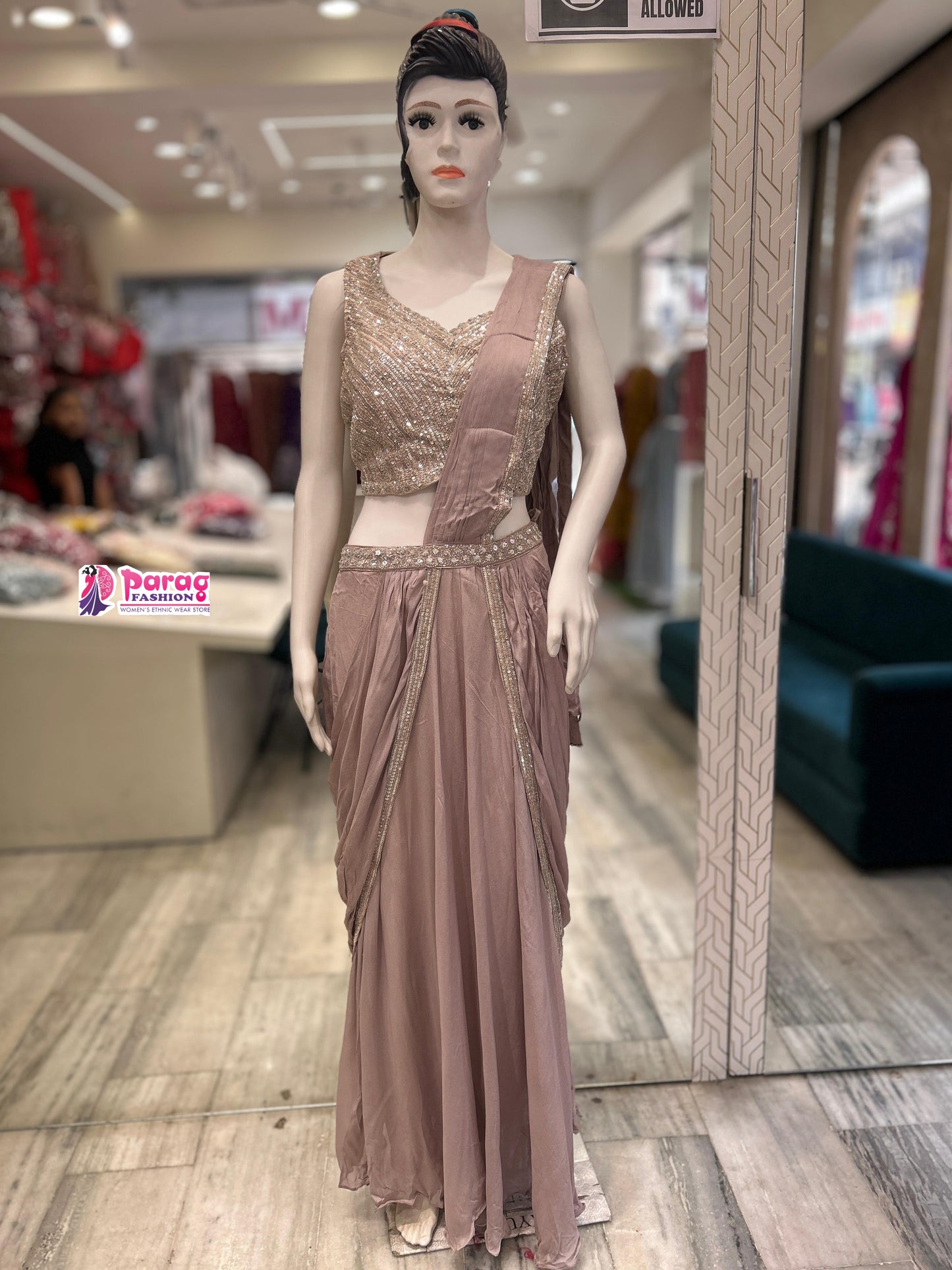 Chinon Fabric Crop Top & Skirt Set