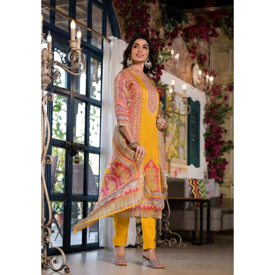Dazzle at any party with our Organza Kurti Suit Set