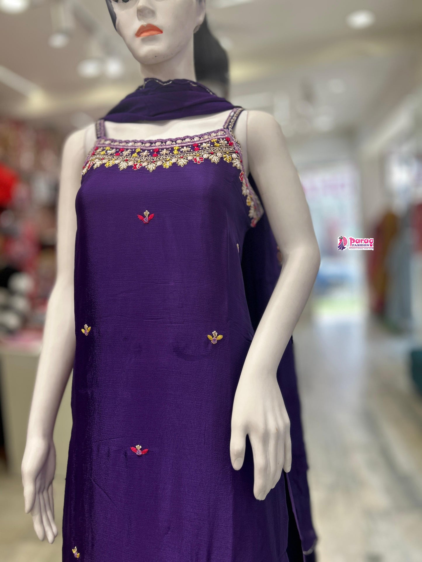Chinon Fabric Short Kurti & Sharara Set