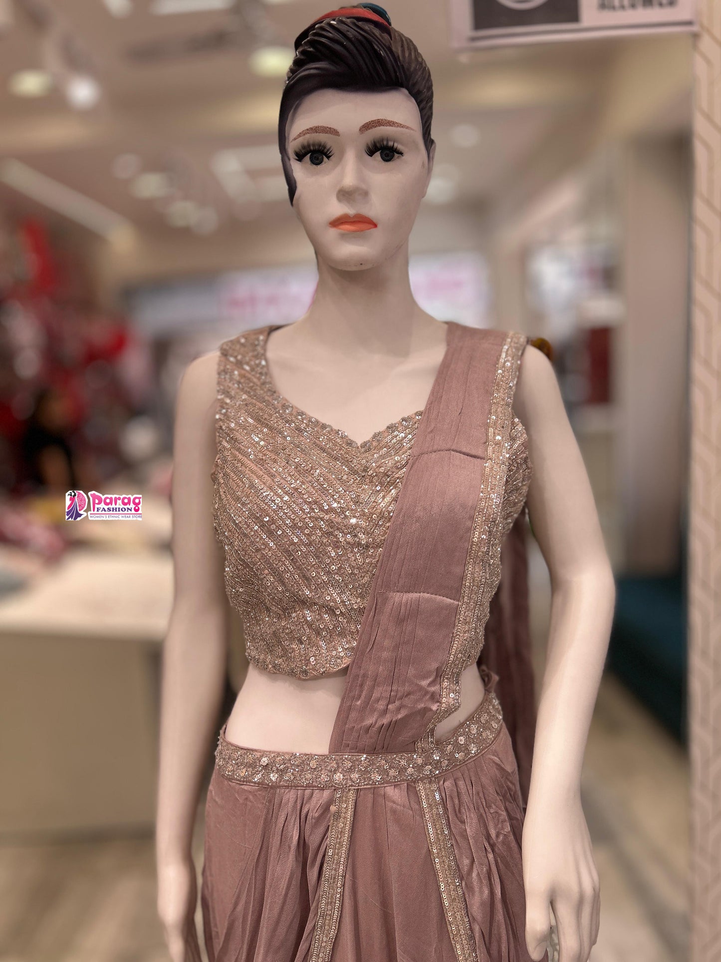Chinon Fabric Crop Top & Skirt Set